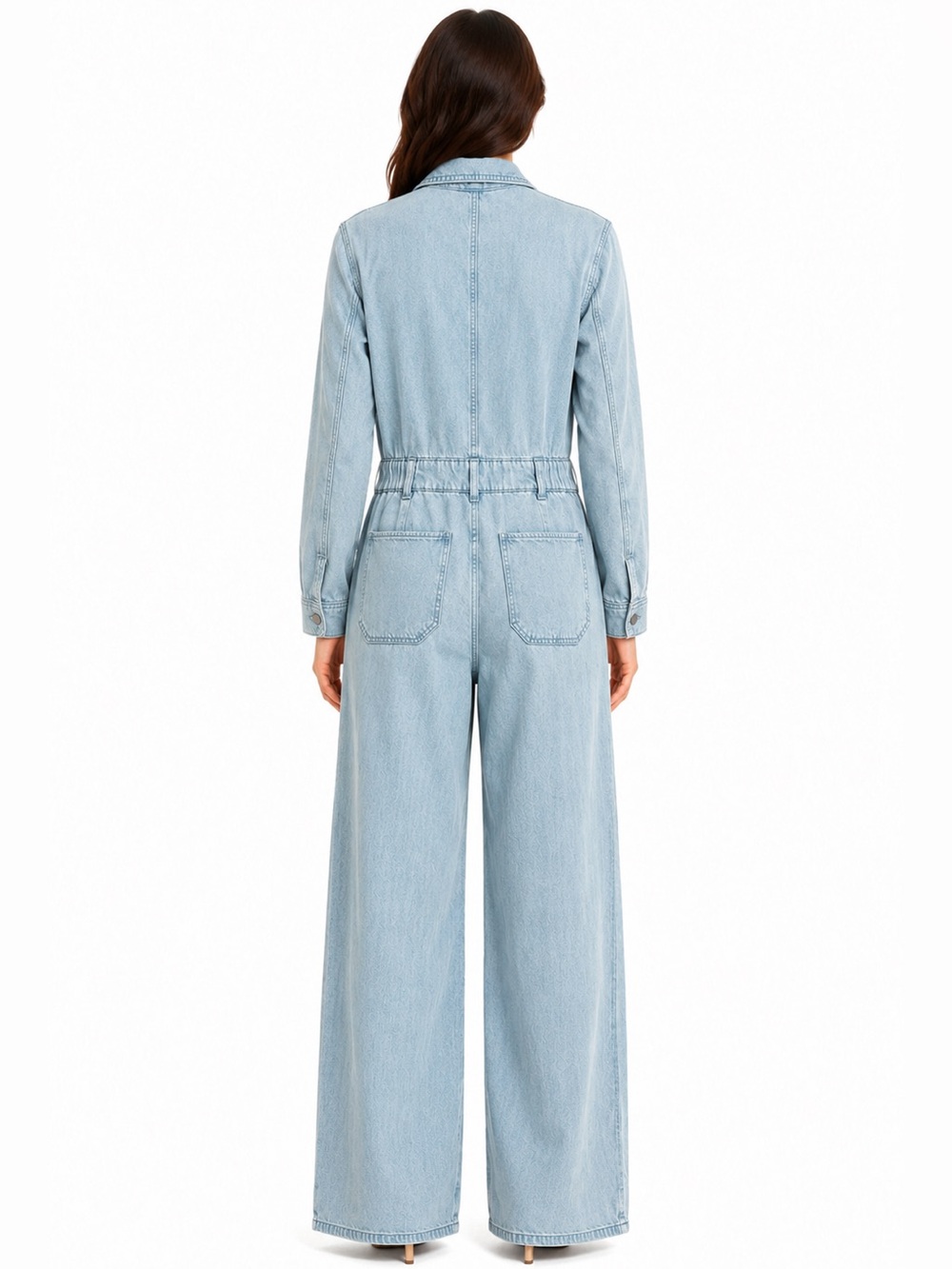 Universal Thread Light Wash Denim Wide Leg Utility Jumpsuit Size 6 - Picture 3 of 6